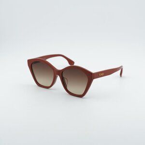 Fendi FE40175F 66F Sunglasses Red Butterfly Frame, Brown Lenses